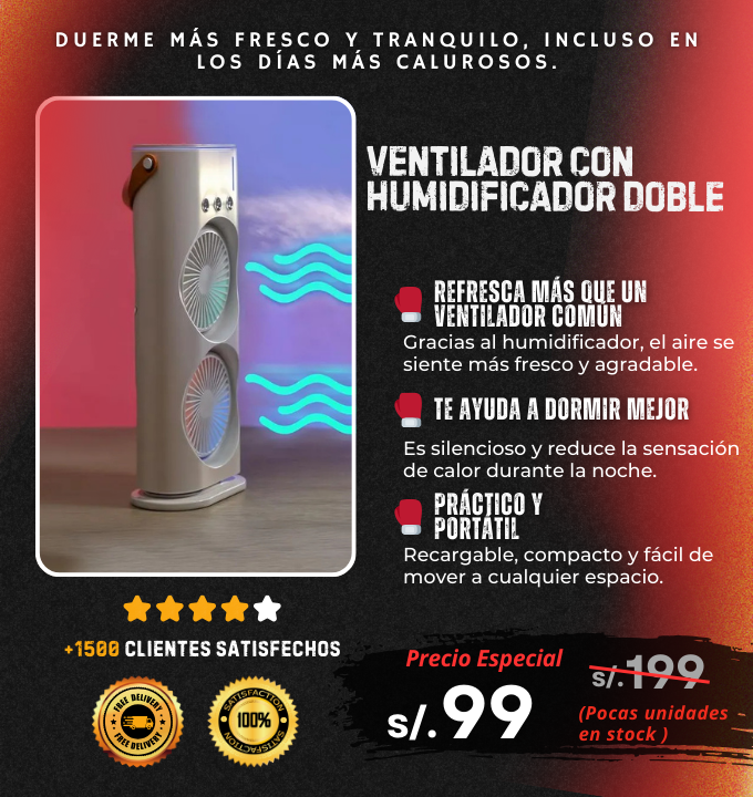 Ventilador con Humidificador Doble – Más Frescura para tu Verano